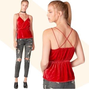 Express Orange Velvet XS Shirt NEW! Spaghetti Camisole V-Neck Wrap Strappy Top